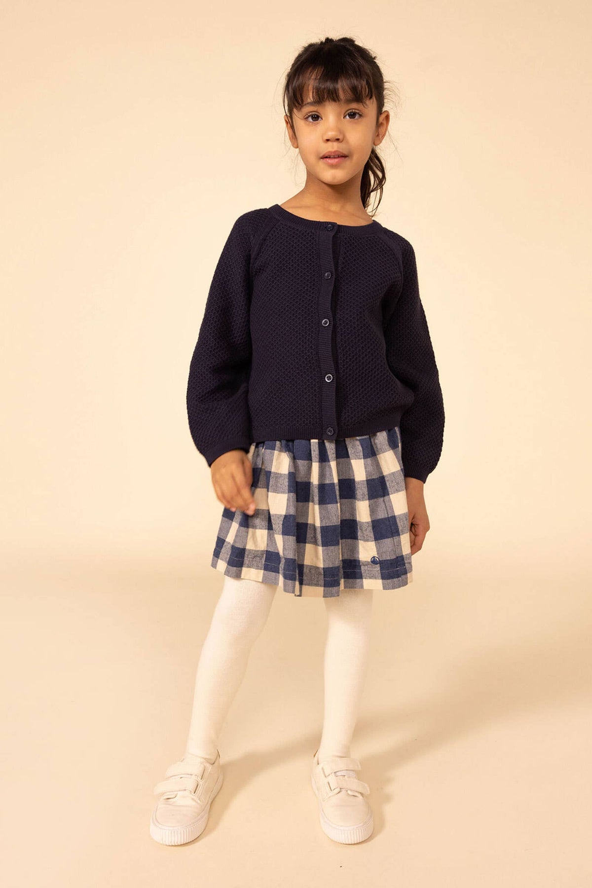 Littlellamas - Girls Blue & Off-White Loterie Skirt