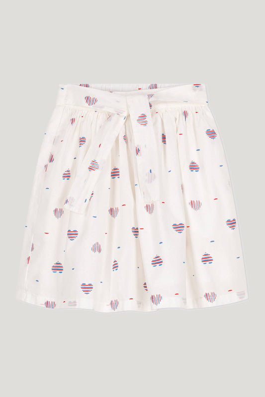 Littlellamas - Girls' Off White Heart Print Blea Skirt