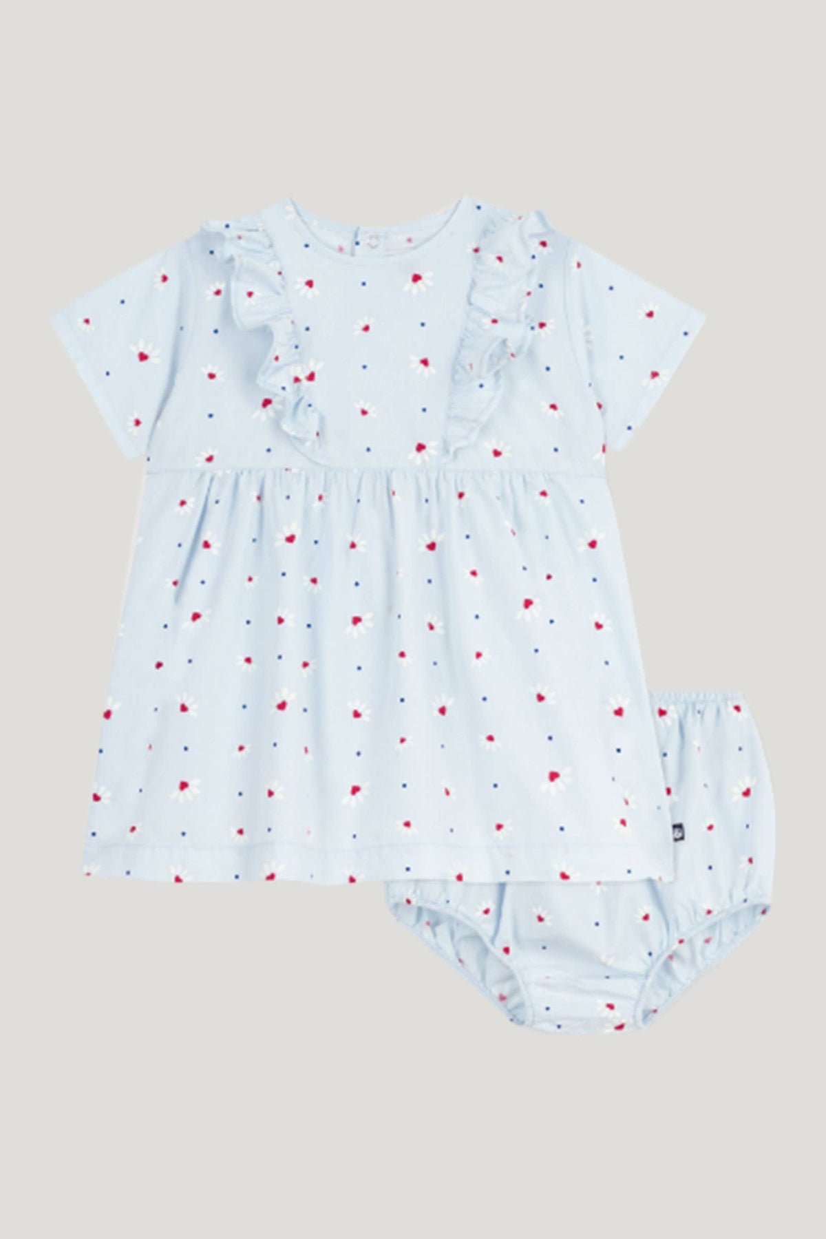 Littlellamas - Baby Girl's Blue Canne Short Sleeve Dress