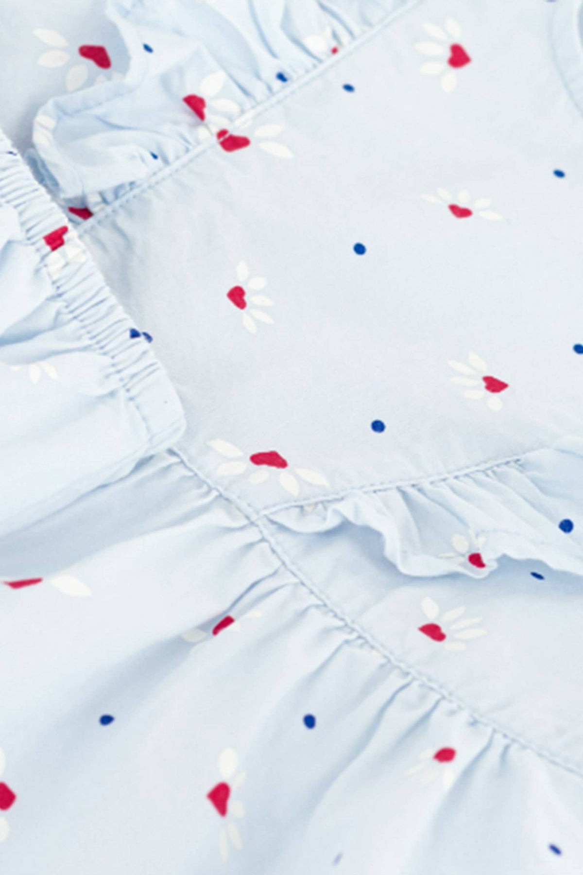 Littlellamas - Baby Girl's Blue Canne Short Sleeve Dress