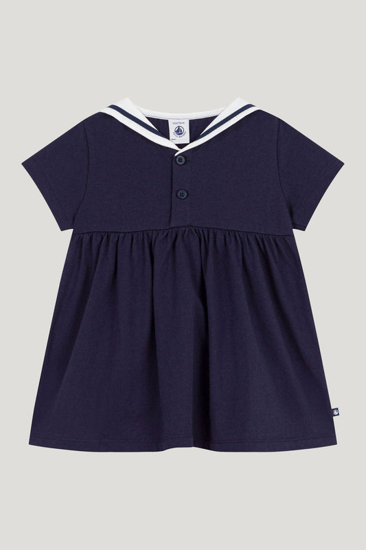 Littlellamas - Baby Girl's Navy Mistral Short Sleeve Dress