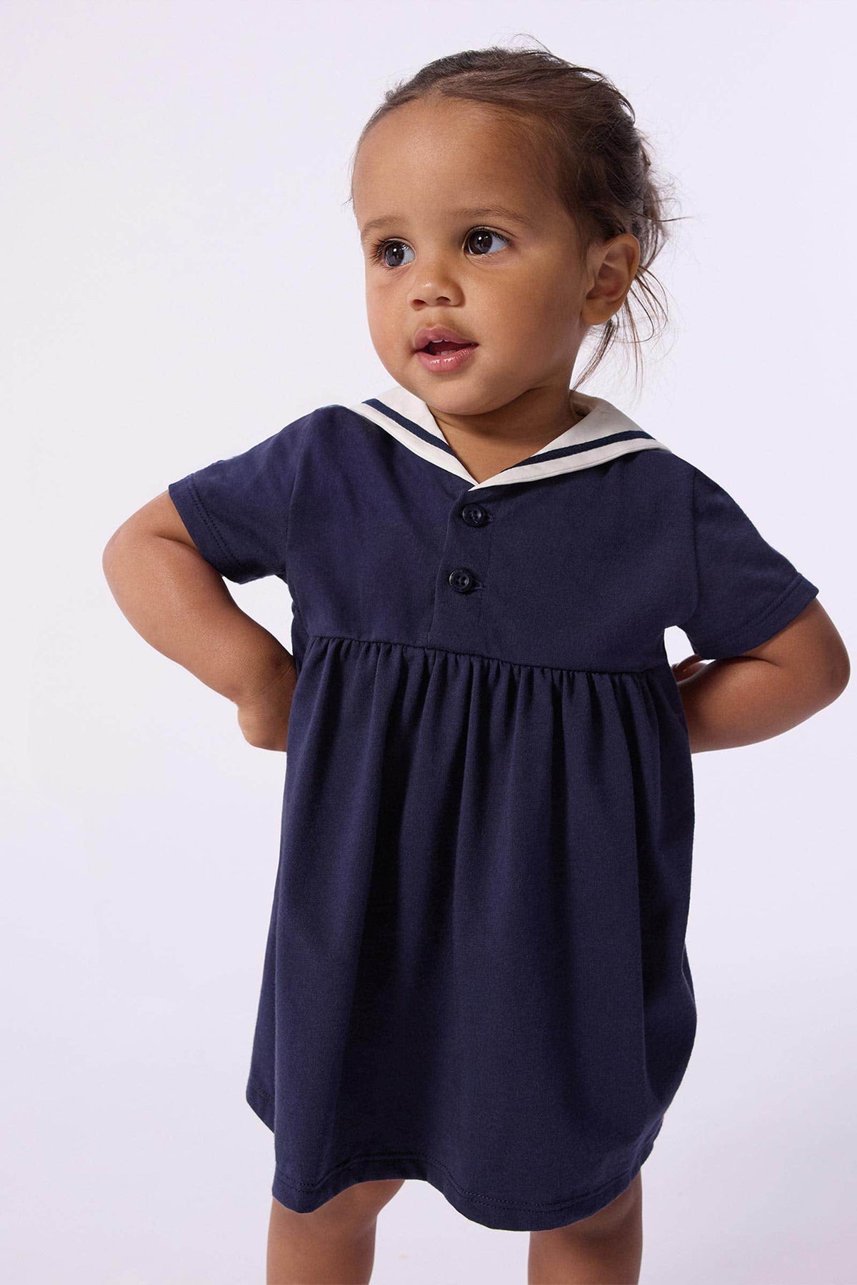 Littlellamas - Baby Girl's Navy Mistral Short Sleeve Dress