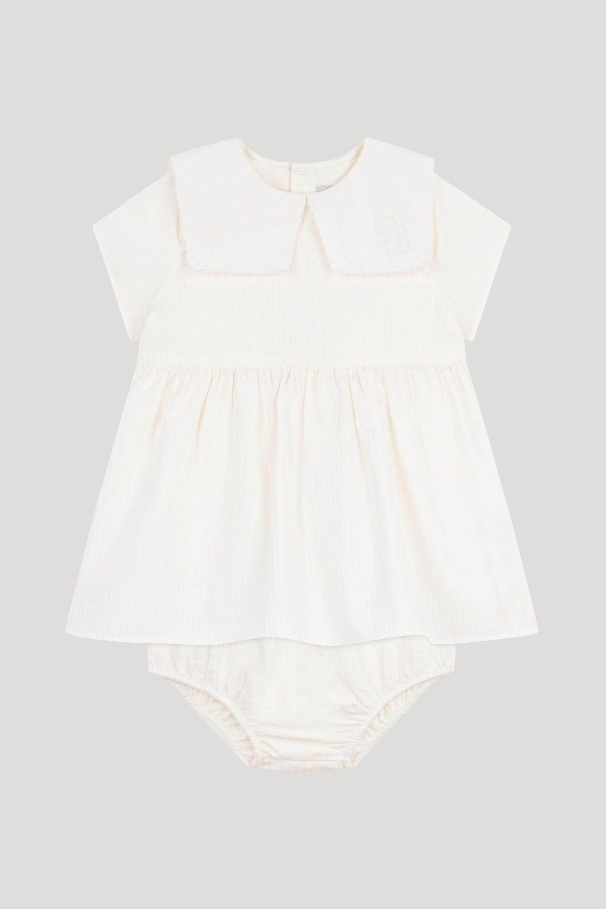 Littlellamas - Baby Girl's White Riviere Short Sleeve Dress