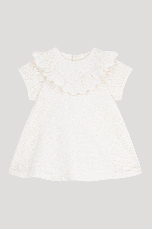 Littlellamas - White Aster Short Sleeve Dress for Baby Girls